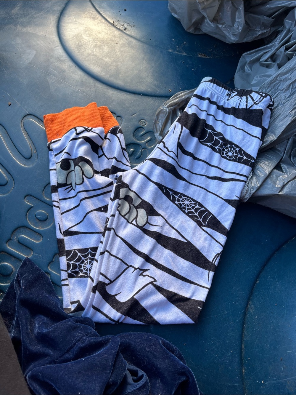 Kids Halloween Ghost Stripe Pajama Bottoms - Orange Trim